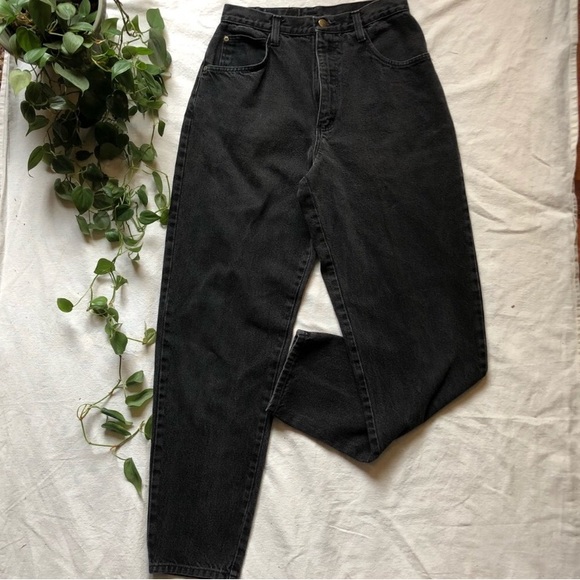 High Waisted Vintage Black Denim Jeans - Picture 2 of 6
